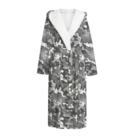Camouflage Dazzle Pattern Print Hooded Bathrobe