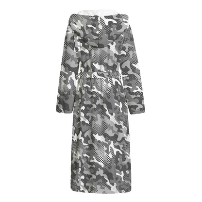 Camouflage Dazzle Pattern Print Hooded Bathrobe