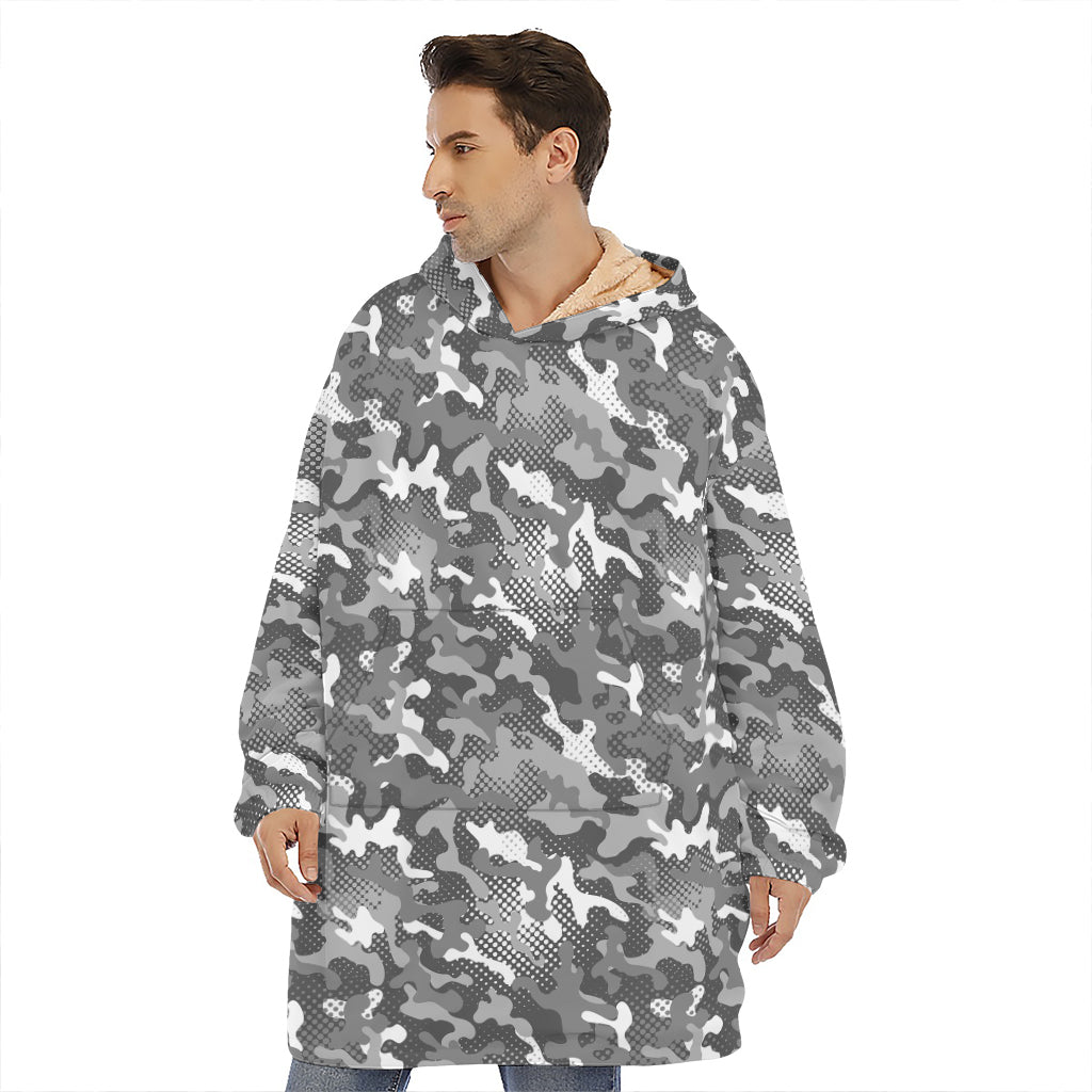 Camouflage Dazzle Pattern Print Hoodie Blanket