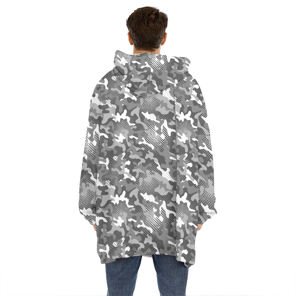 Camouflage Dazzle Pattern Print Hoodie Blanket