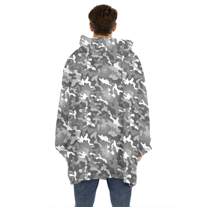 Camouflage Dazzle Pattern Print Hoodie Blanket