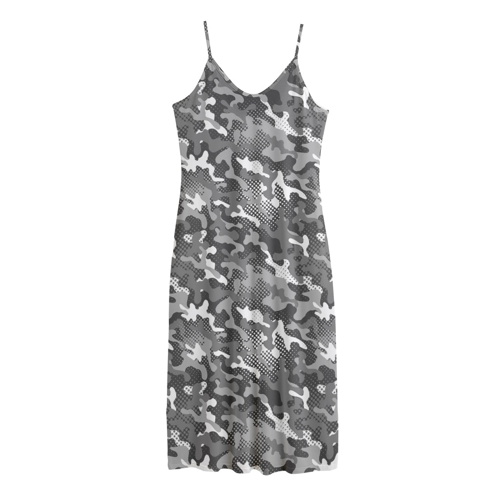 Camouflage Dazzle Pattern Print Jersey Midi Cami Dress