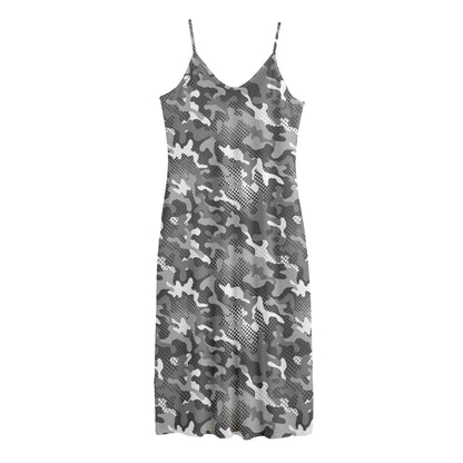 Camouflage Dazzle Pattern Print Jersey Midi Cami Dress
