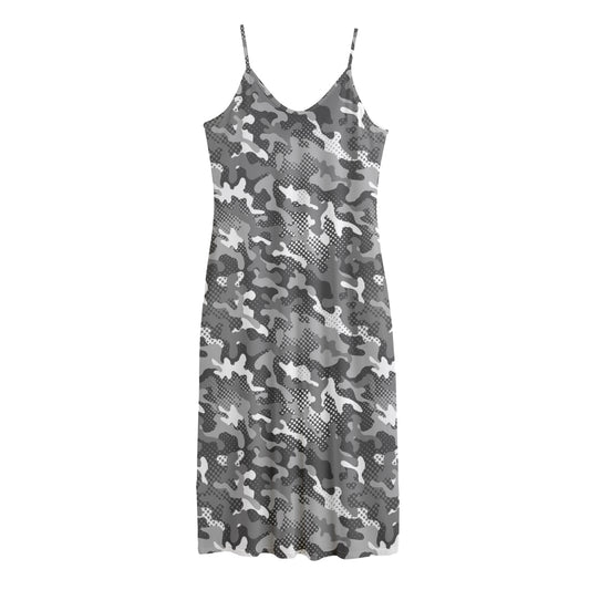 Camouflage Dazzle Pattern Print Jersey Midi Cami Dress