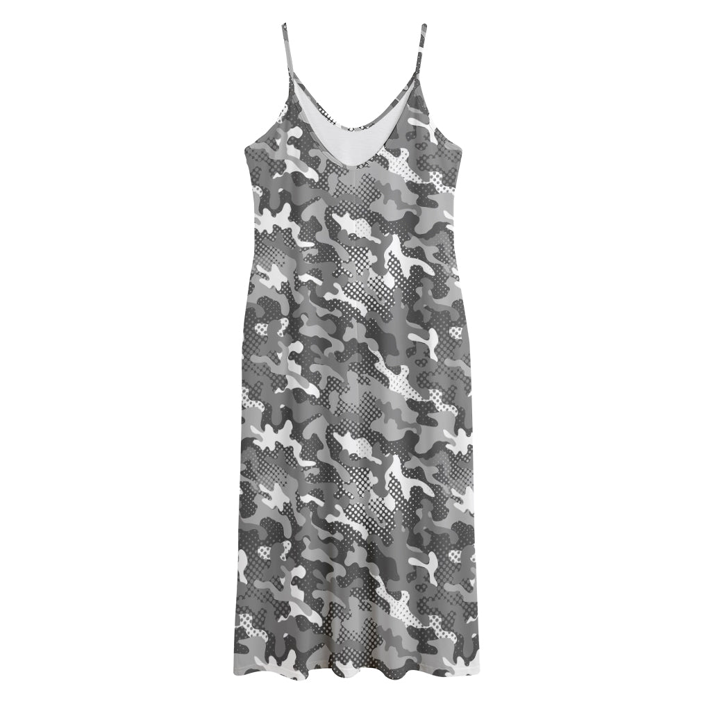 Camouflage Dazzle Pattern Print Jersey Midi Cami Dress