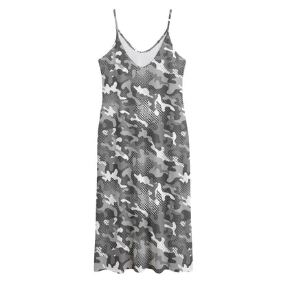 Camouflage Dazzle Pattern Print Jersey Midi Cami Dress
