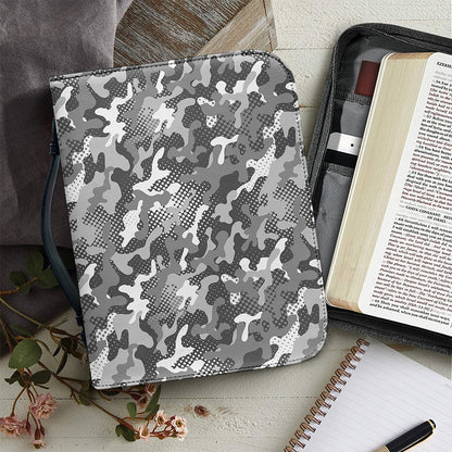 Camouflage Dazzle Pattern Print Leather Bible Cover