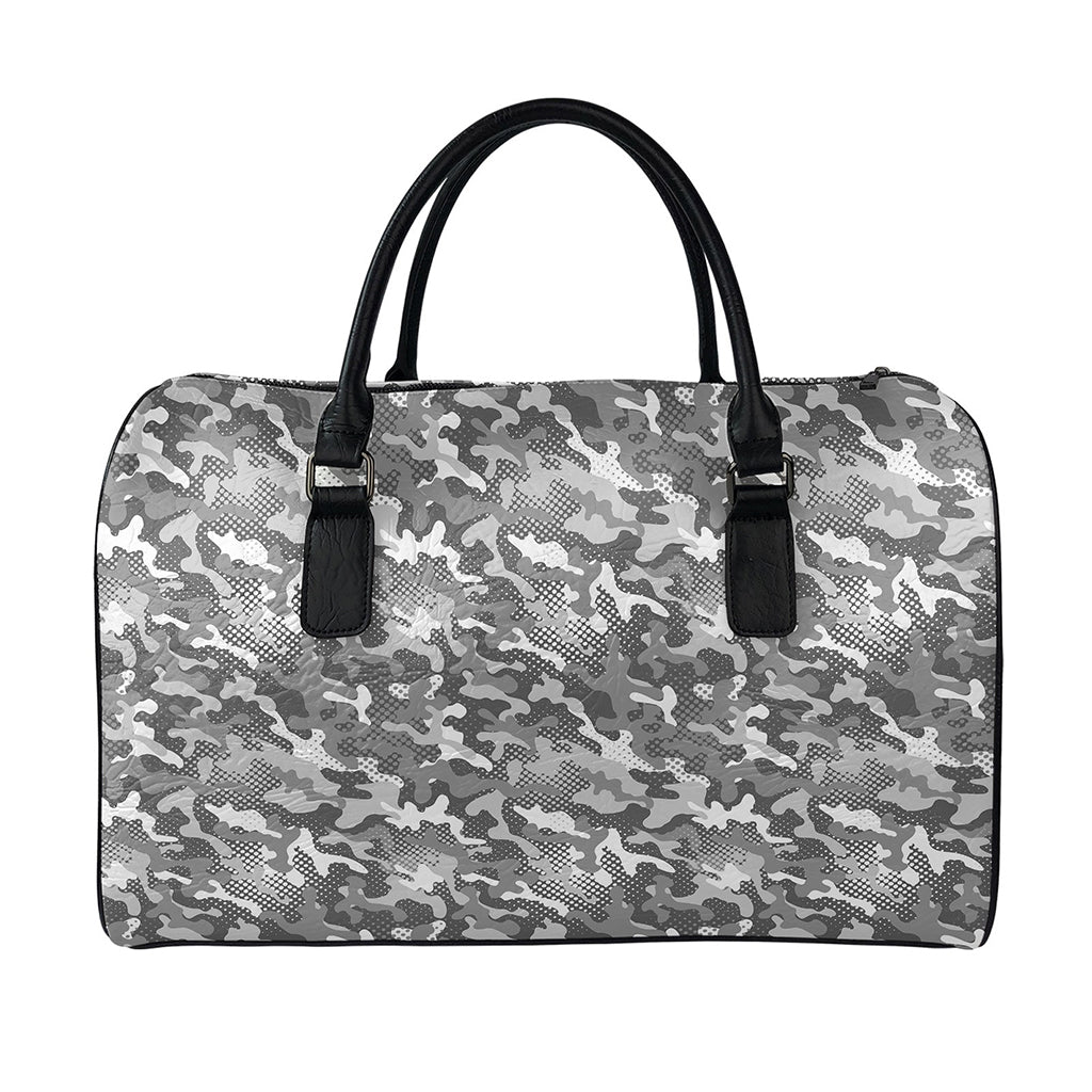 Camouflage Dazzle Pattern Print Leather Duffle Bag