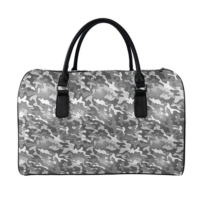 Camouflage Dazzle Pattern Print Leather Duffle Bag