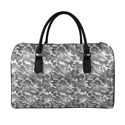 Camouflage Dazzle Pattern Print Leather Duffle Bag