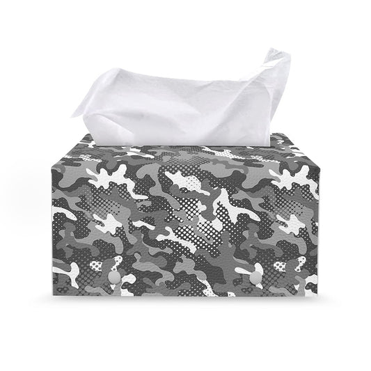 Camouflage Dazzle Pattern Print Leather Tissue Box Cover
