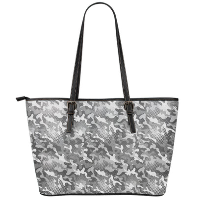 Camouflage Dazzle Pattern Print Leather Tote Bag