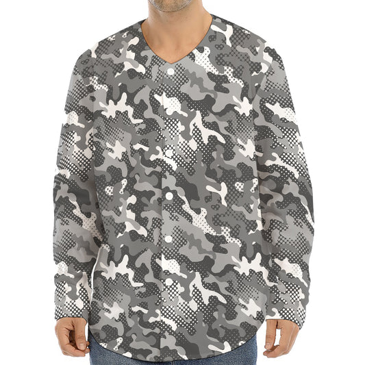 Camouflage Dazzle Pattern Print Long Sleeve Baseball Jersey