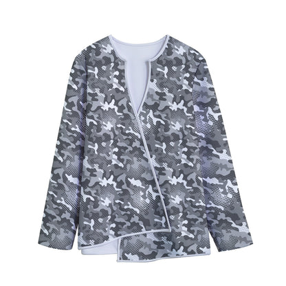 Camouflage Dazzle Pattern Print Long Sleeve Short Coat
