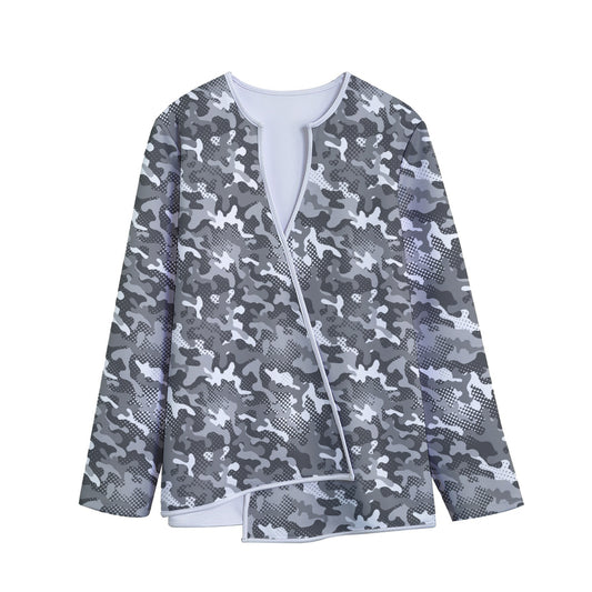 Camouflage Dazzle Pattern Print Long Sleeve Short Coat