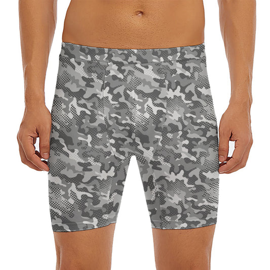 Camouflage Dazzle Pattern Print Men's Long Boxer Briefs