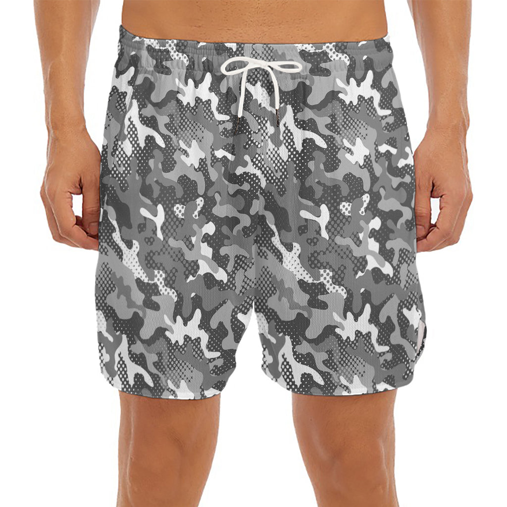 Camouflage Dazzle Pattern Print Men's Split Running Shorts
