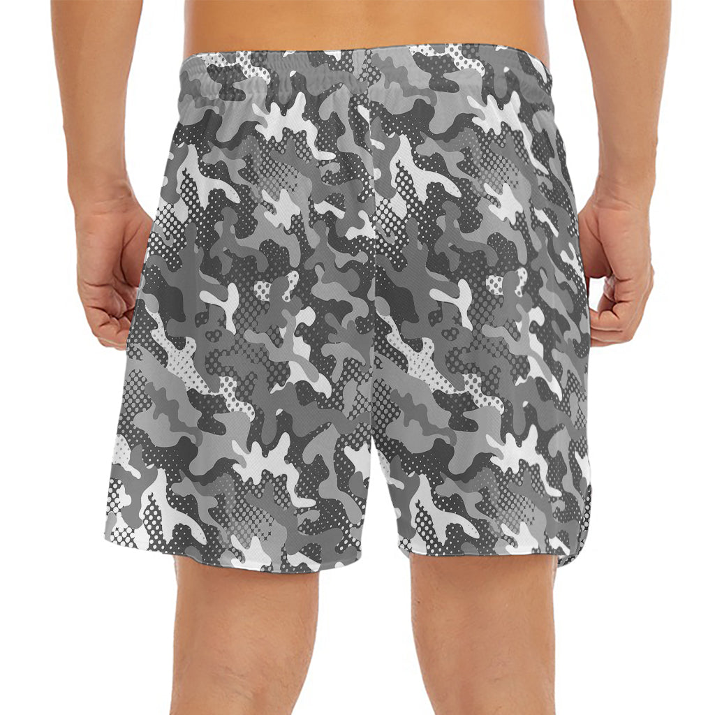 Camouflage Dazzle Pattern Print Men's Split Running Shorts