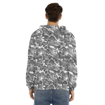 Camouflage Dazzle Pattern Print Men's Velvet Pullover Hoodie