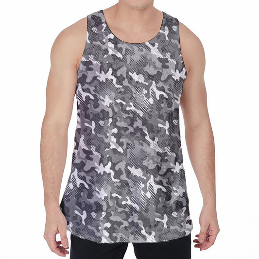 Camouflage Dazzle Pattern Print Men's Velvet Tank Top