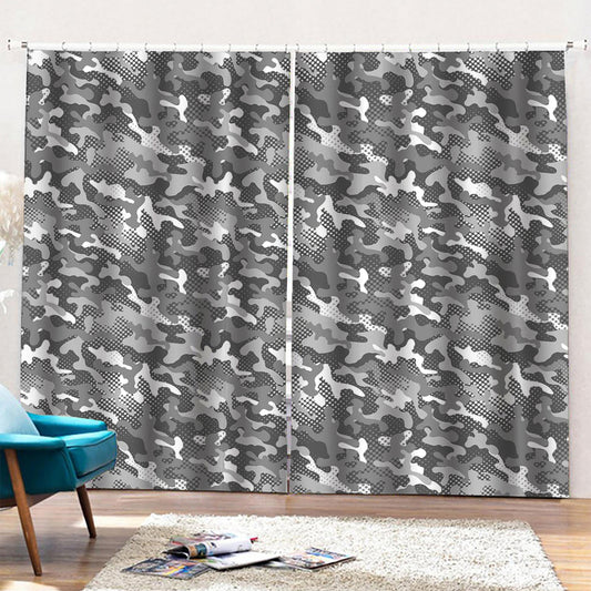 Camouflage Dazzle Pattern Print Pencil Pleat Curtains