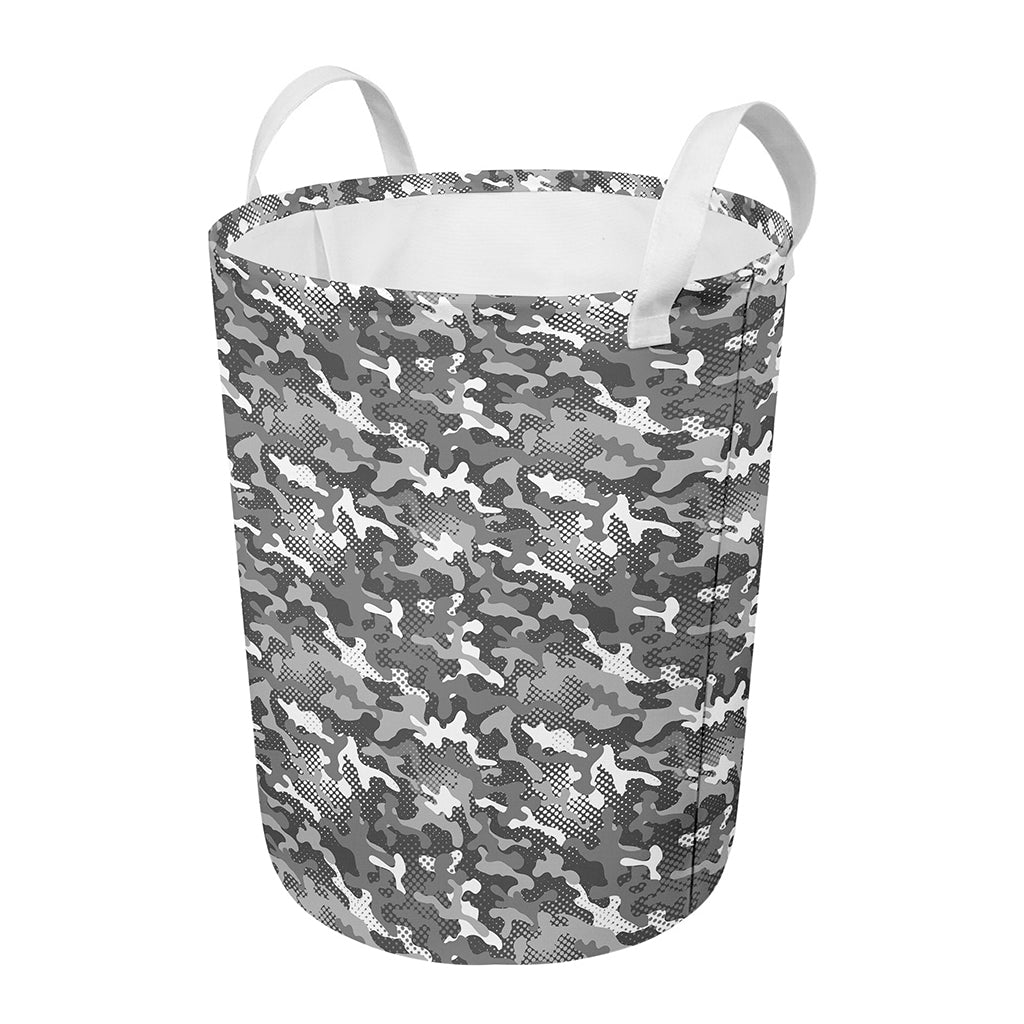 Camouflage Dazzle Pattern Print Round Laundry Basket
