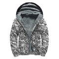 Camouflage Dazzle Pattern Print Sherpa Lined Zip Up Hoodie