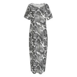 Camouflage Dazzle Pattern Print Short Sleeve Long Nightdress
