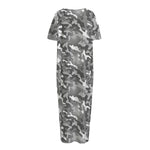 Camouflage Dazzle Pattern Print Short Sleeve Long Nightdress