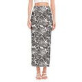 Camouflage Dazzle Pattern Print Side Slit Maxi Skirt