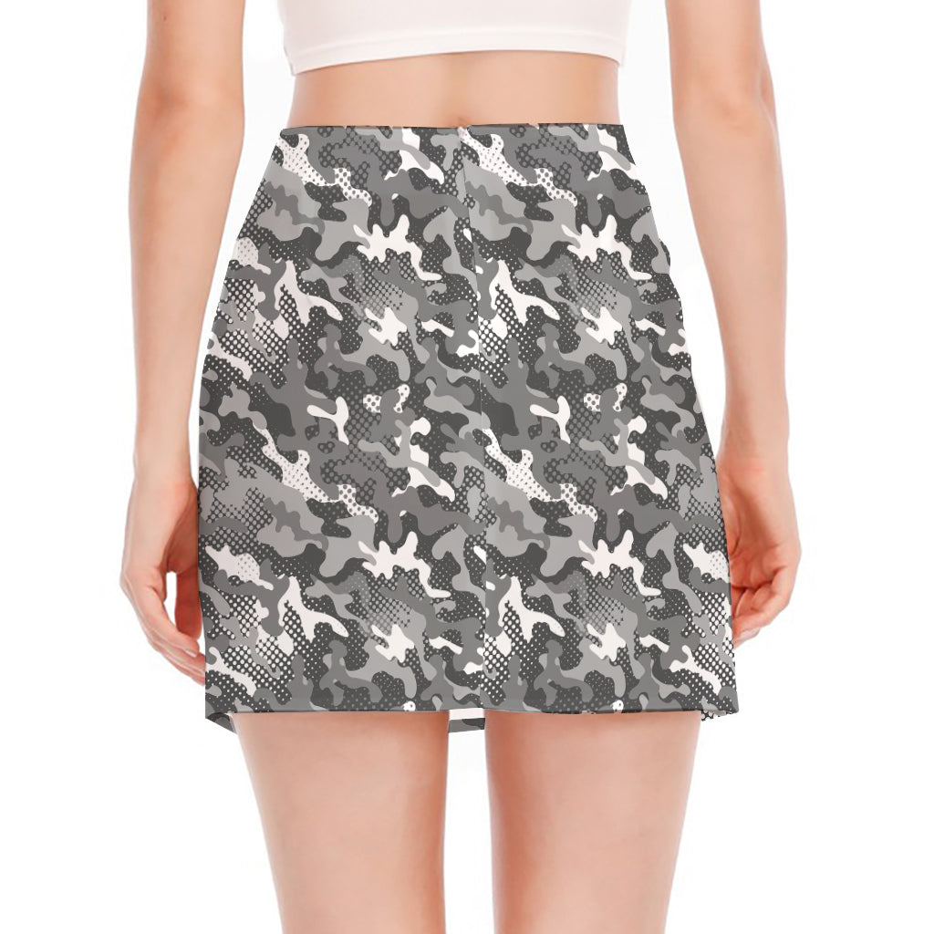 Camouflage Dazzle Pattern Print Side Slit Mini Skirt
