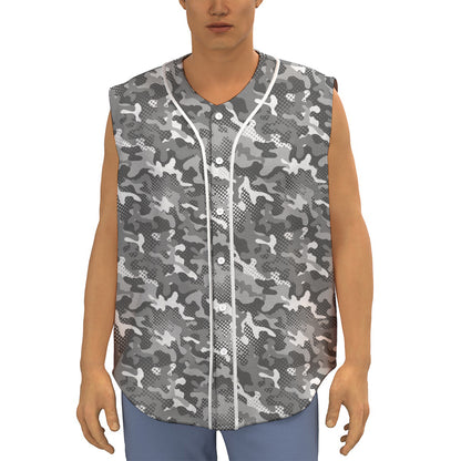 Camouflage Dazzle Pattern Print Sleeveless Baseball Jersey