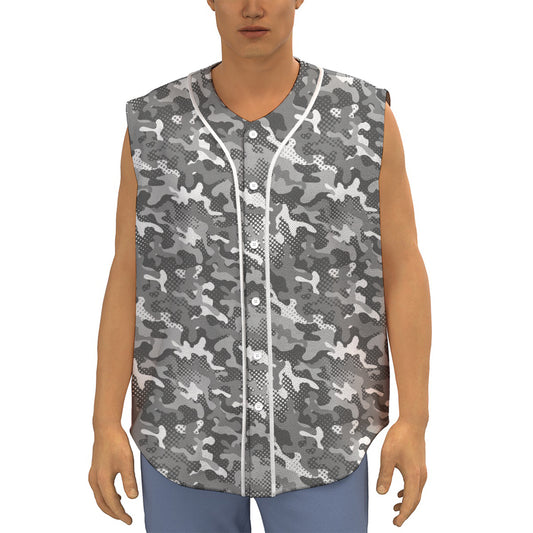 Camouflage Dazzle Pattern Print Sleeveless Baseball Jersey