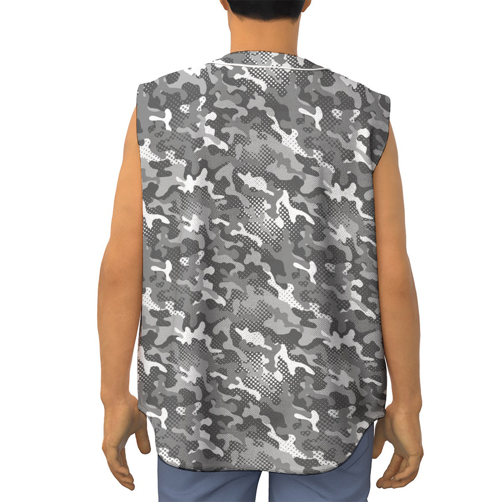 Camouflage Dazzle Pattern Print Sleeveless Baseball Jersey
