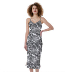 Camouflage Dazzle Pattern Print Slim Fit Midi Cami Dress