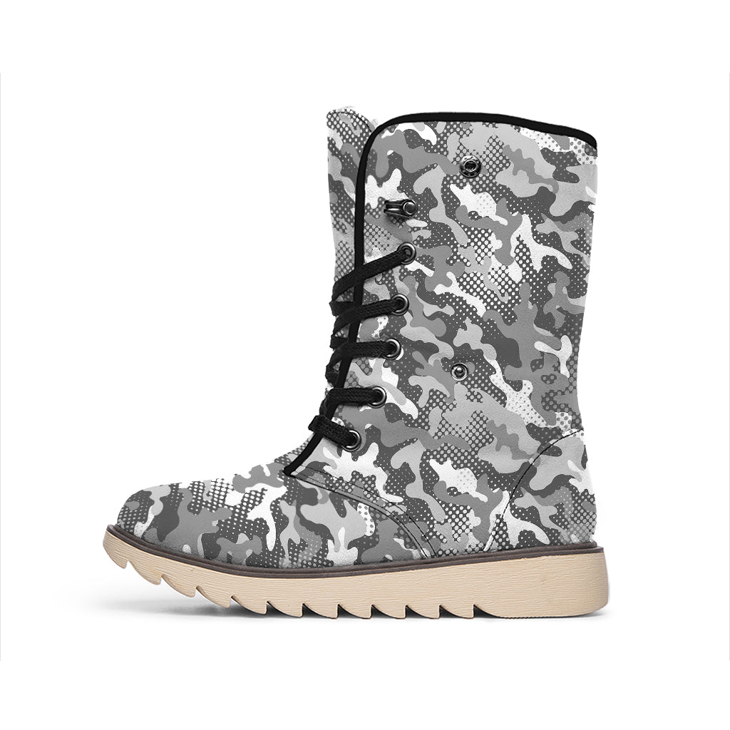 Camouflage Dazzle Pattern Print Winter Boots