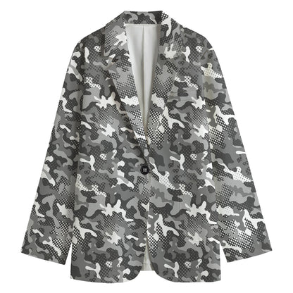 Camouflage Dazzle Pattern Print Women's Cotton Blazer