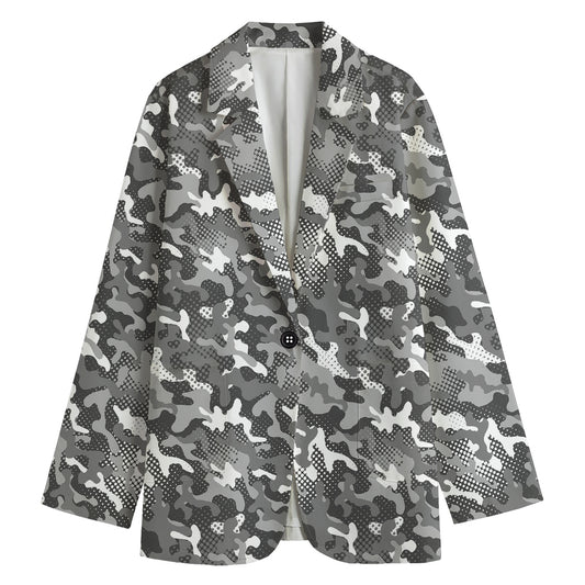 Camouflage Dazzle Pattern Print Women's Cotton Blazer