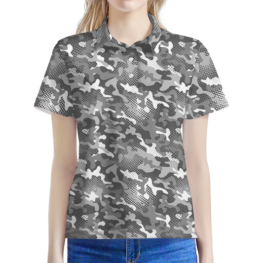 Camouflage Dazzle Pattern Print Women's Polo Shirt
