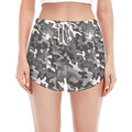 Camouflage Dazzle Pattern Print Women's Split Running Shorts