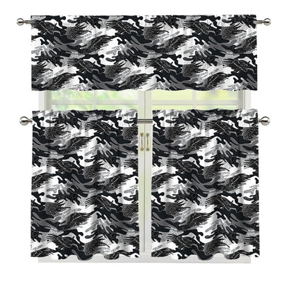 Camouflage Dazzle Wings Pattern Print 3 Piece Kitchen Curtains