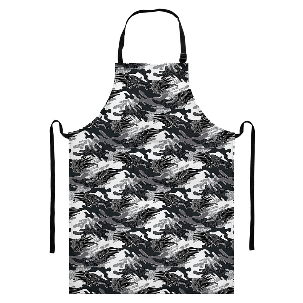 Camouflage Dazzle Wings Pattern Print Bib Apron With Pocket