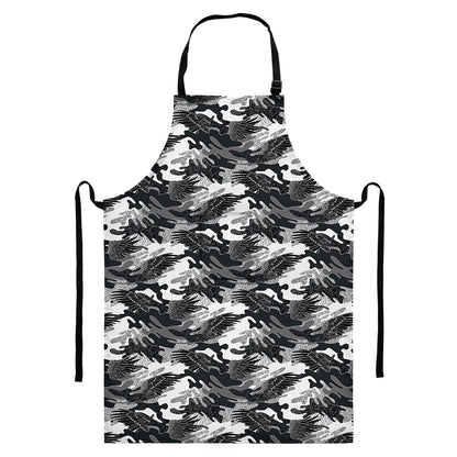 Camouflage Dazzle Wings Pattern Print Bib Apron With Pocket