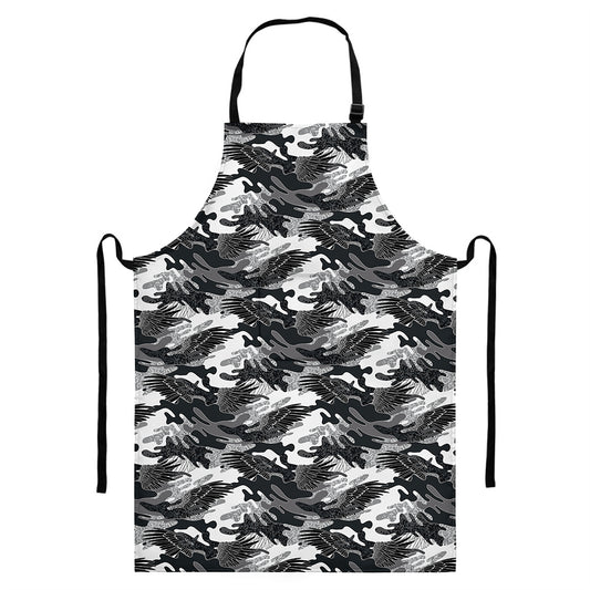 Camouflage Dazzle Wings Pattern Print Bib Apron With Pocket