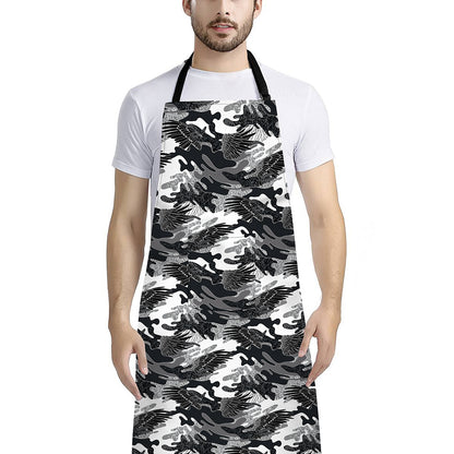 Camouflage Dazzle Wings Pattern Print Bib Apron With Pocket