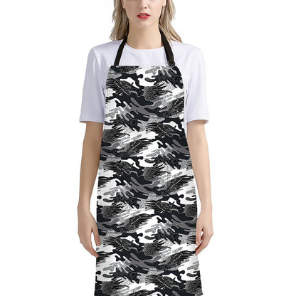 Camouflage Dazzle Wings Pattern Print Bib Apron With Pocket