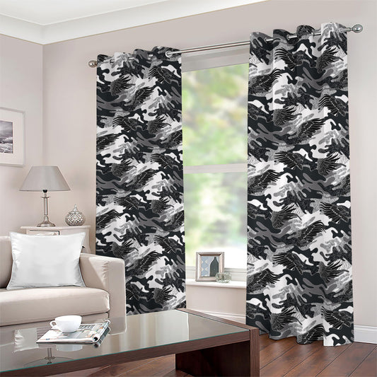 Camouflage Dazzle Wings Pattern Print Blackout Grommet Curtains