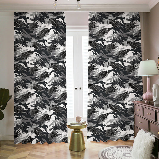 Camouflage Dazzle Wings Pattern Print Blackout Pencil Pleat Curtains