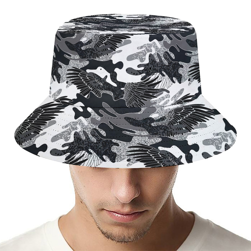 Camouflage Dazzle Wings Pattern Print Bucket Hat