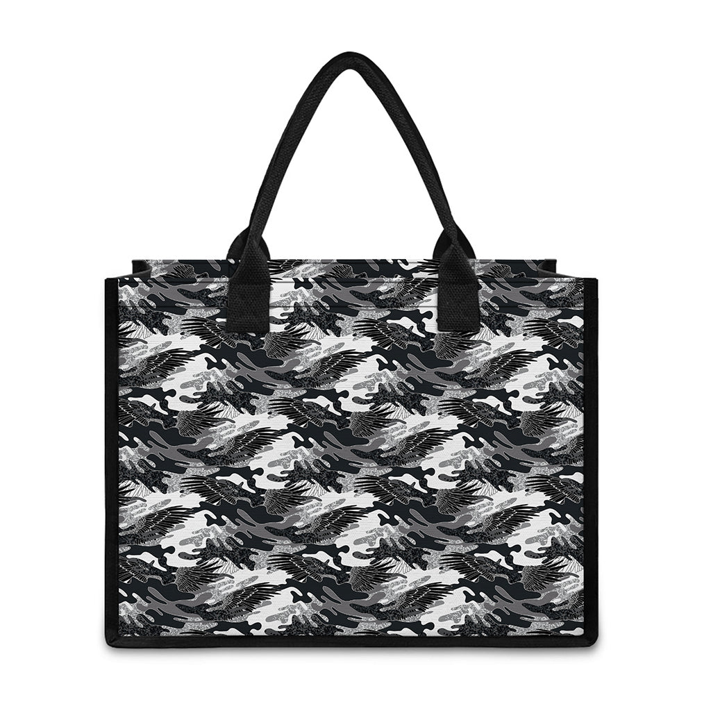Camouflage Dazzle Wings Pattern Print Canvas Tote Bag
